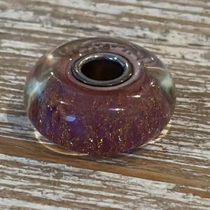 TROLLBEADS glass pink desert bead pink sparkling charm sterling silver charm